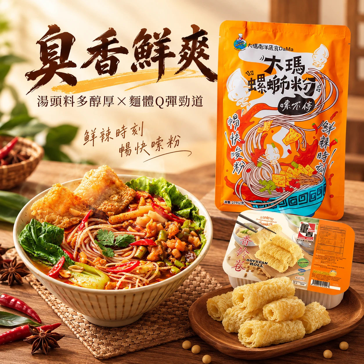 鮮酸爽辣 | 大瑪螺螄粉一箱(6入) 贈鈴鈴卷【買六送1】