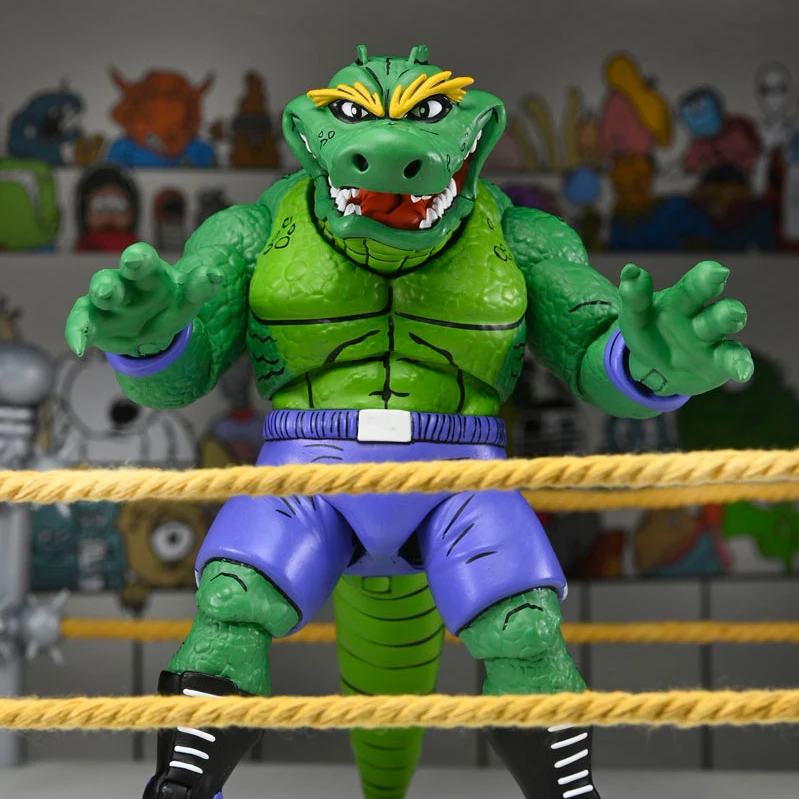 NECA 7吋 忍者龜 阿奇漫畫 樹樁摔角 Leatherhead 鱷魚人 萊瑟黑德 可動