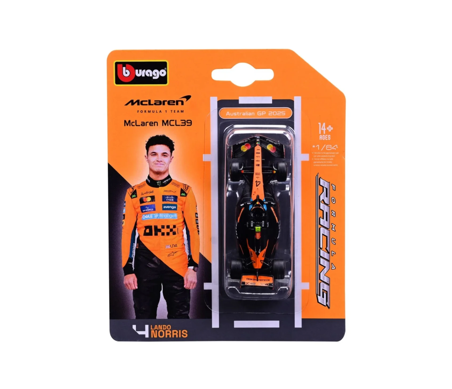 Bburago 1:64 吊卡 McLaren MCL39 #4 Lando Norris