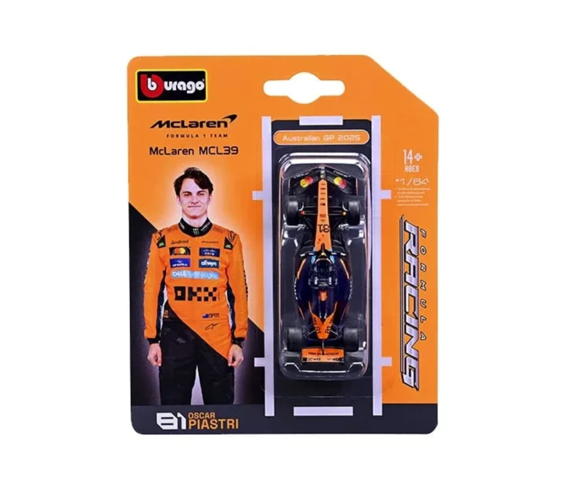 Bburago 1:64 吊卡 McLaren MCL39 #81 Oscar Piastri
