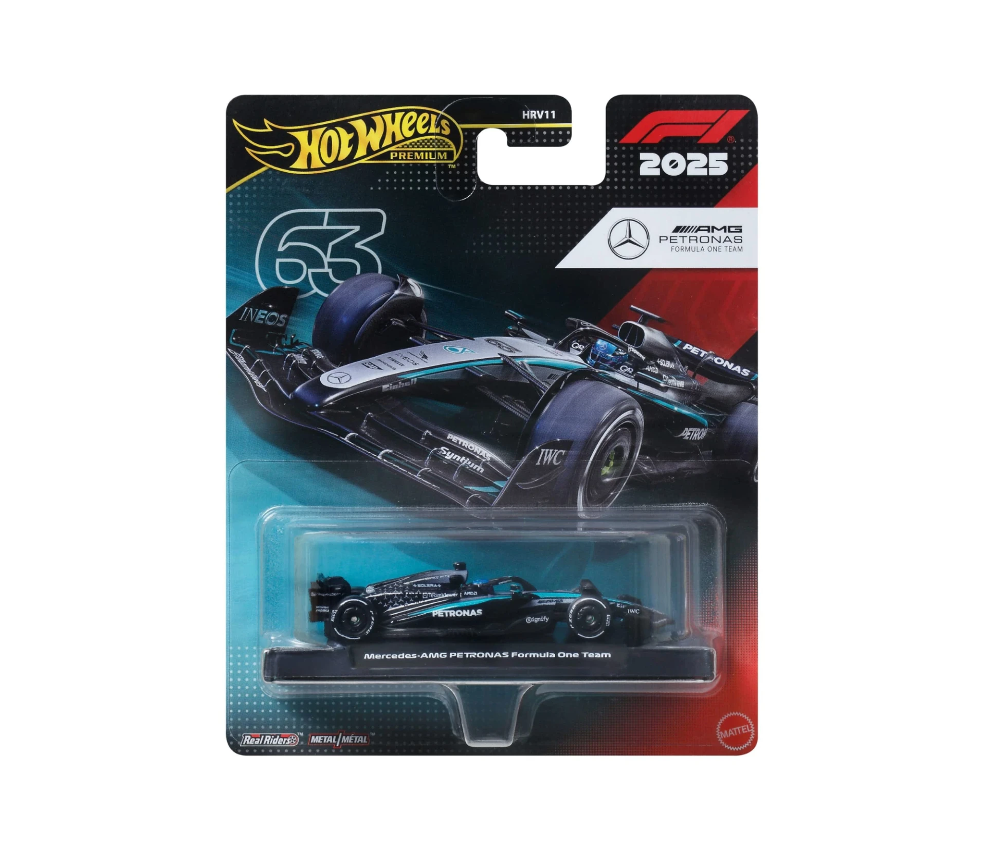 Hot Wheels Premium 1:64 Mercedes-AMG PETRONAS 2025 Formula 1® Team #63
