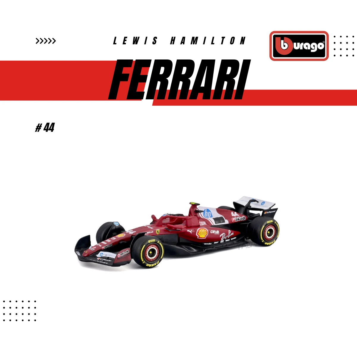 Bburago 1:64 吊卡 Ferrari SF-25 #44 Lewis Hamilton