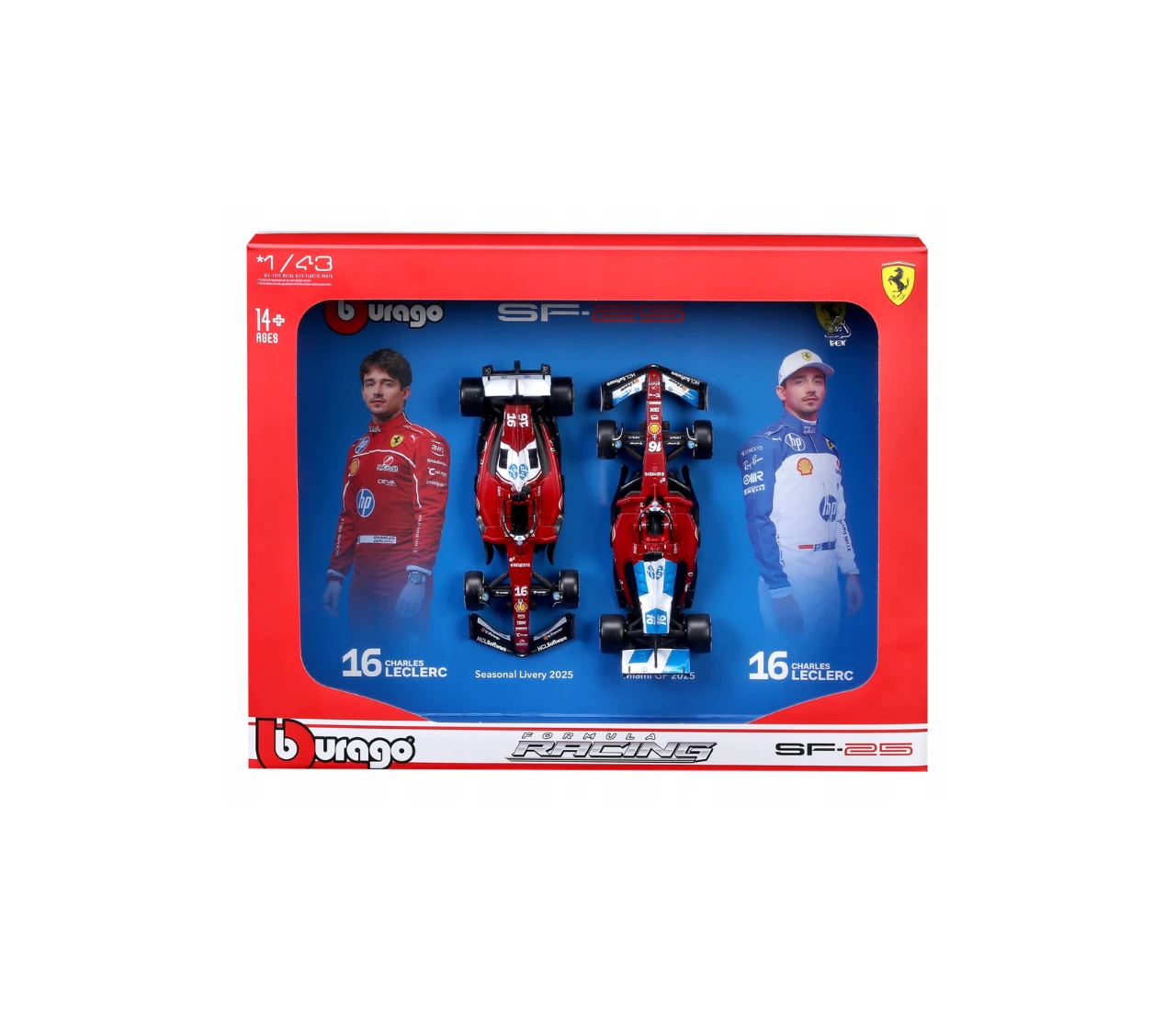 Bburago 1:43 Ferrari SF-25 #16 Charles Leclerc 2025 雙車相框版 ❨Miami❩