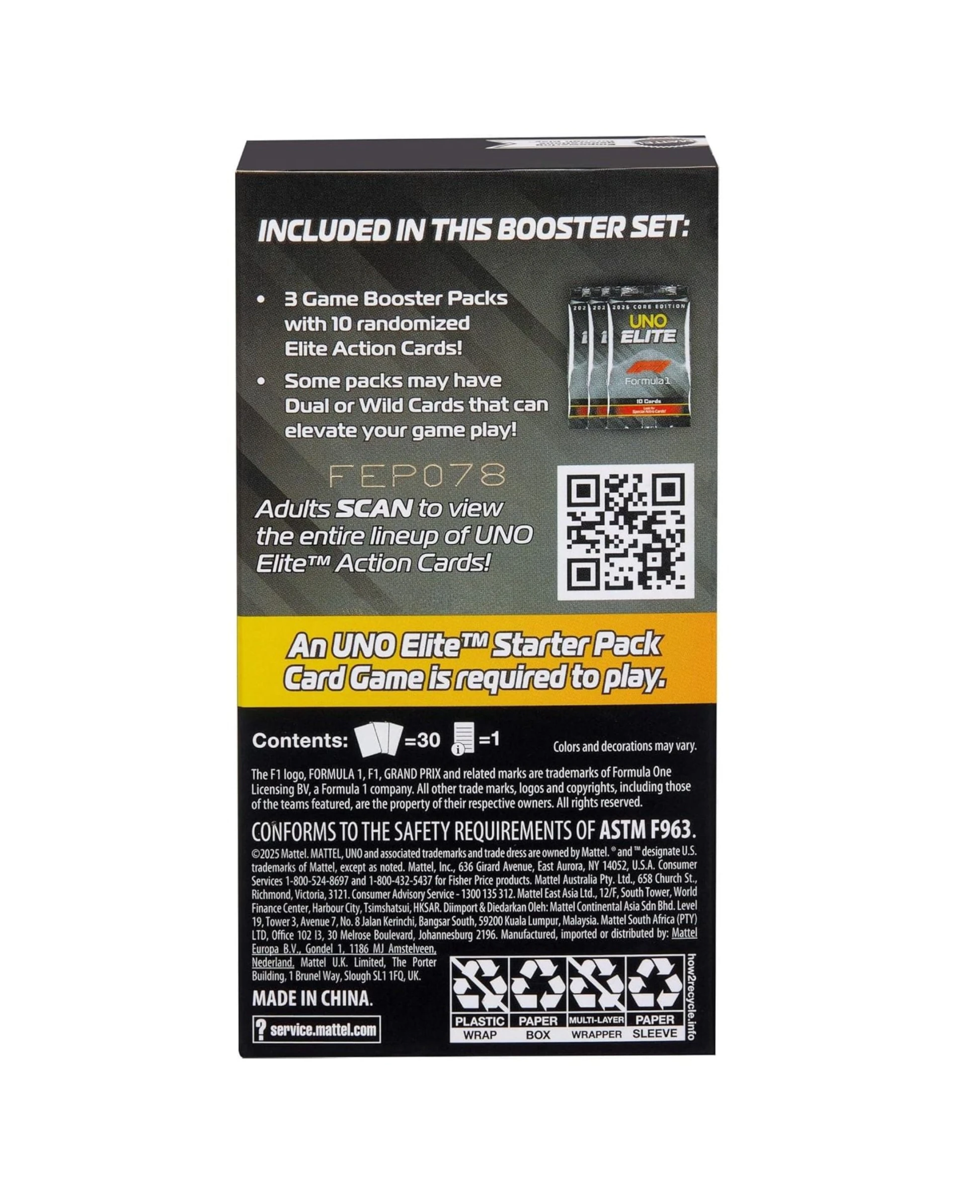UNO Elite Formula 1 2025 Core Edition Booster Set 擴充包