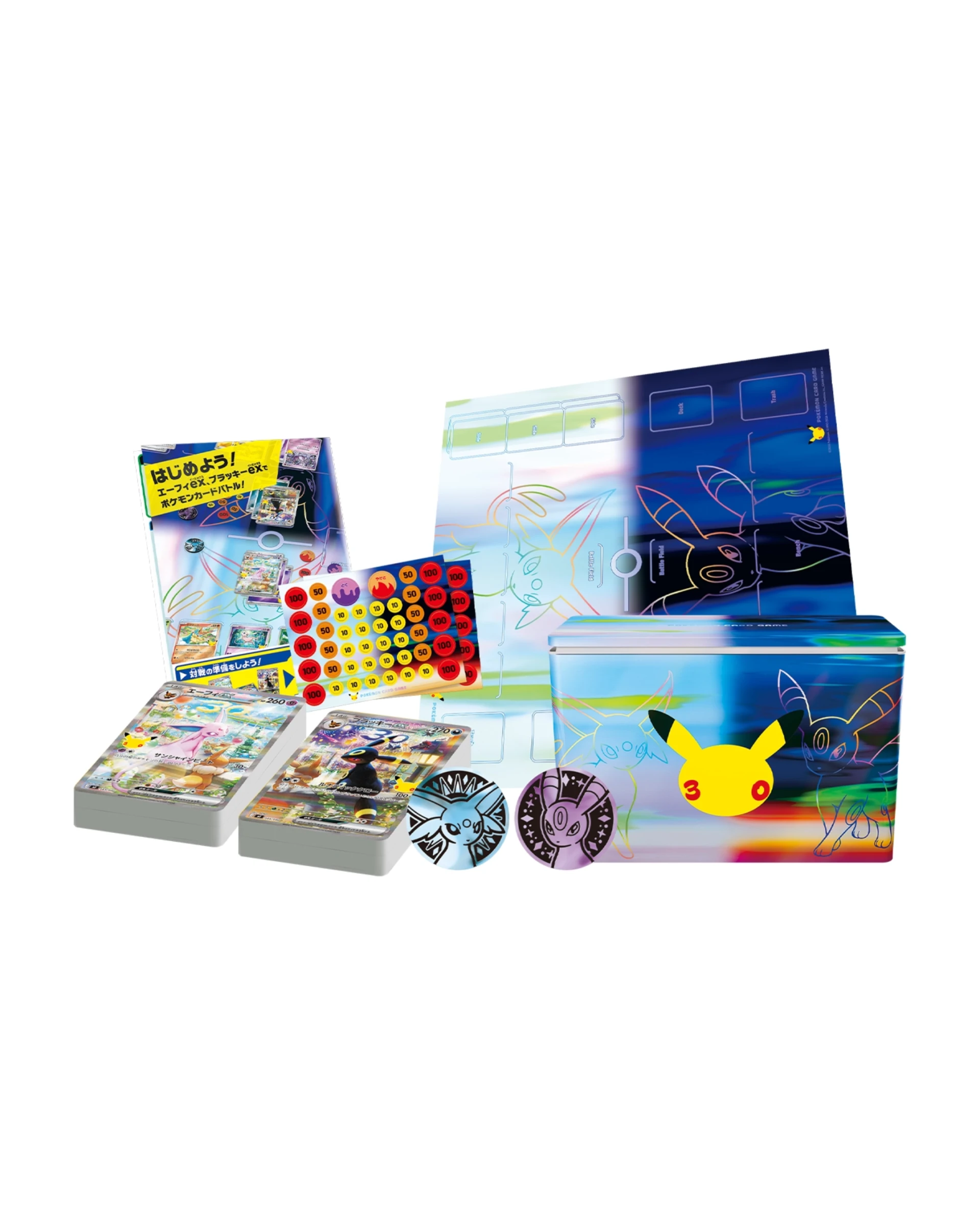 9/26-27到貨｜日版寶可夢 MEGA 30th CELEBRATION 三十週年紀念限定 Premium Deck Set 高級牌組套裝 太陽伊布．月亮伊布