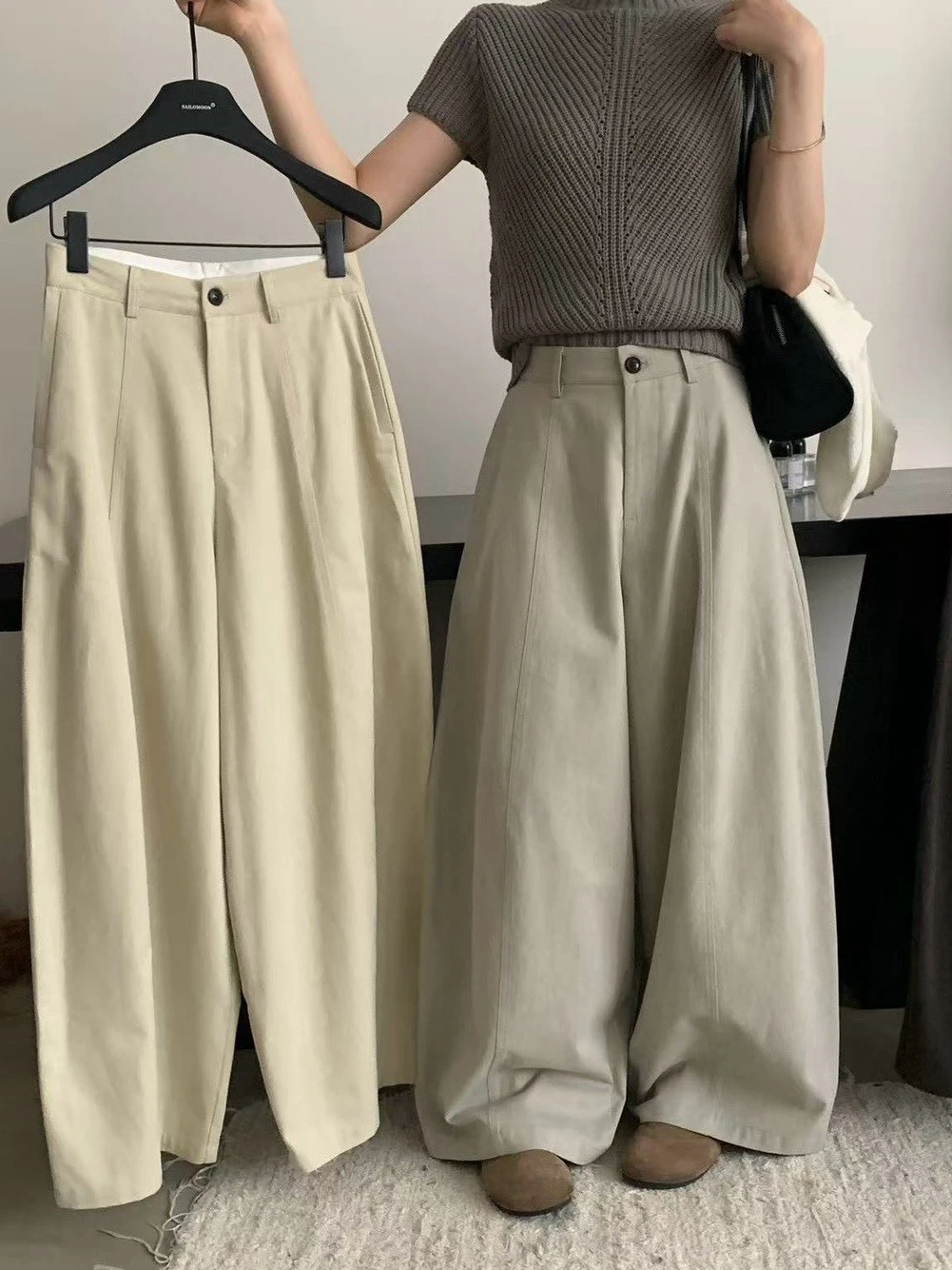 簡約百搭修身氣球休閒褲-深灰/奶茶-S/M/L(現貨)