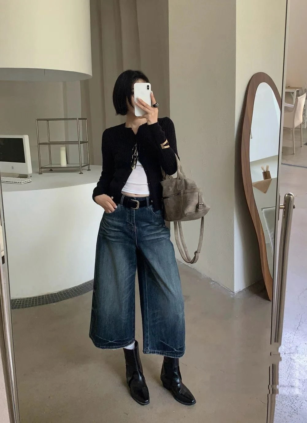 個性貓爪水洗刷色七分牛仔褲-S/M/L(預購)
