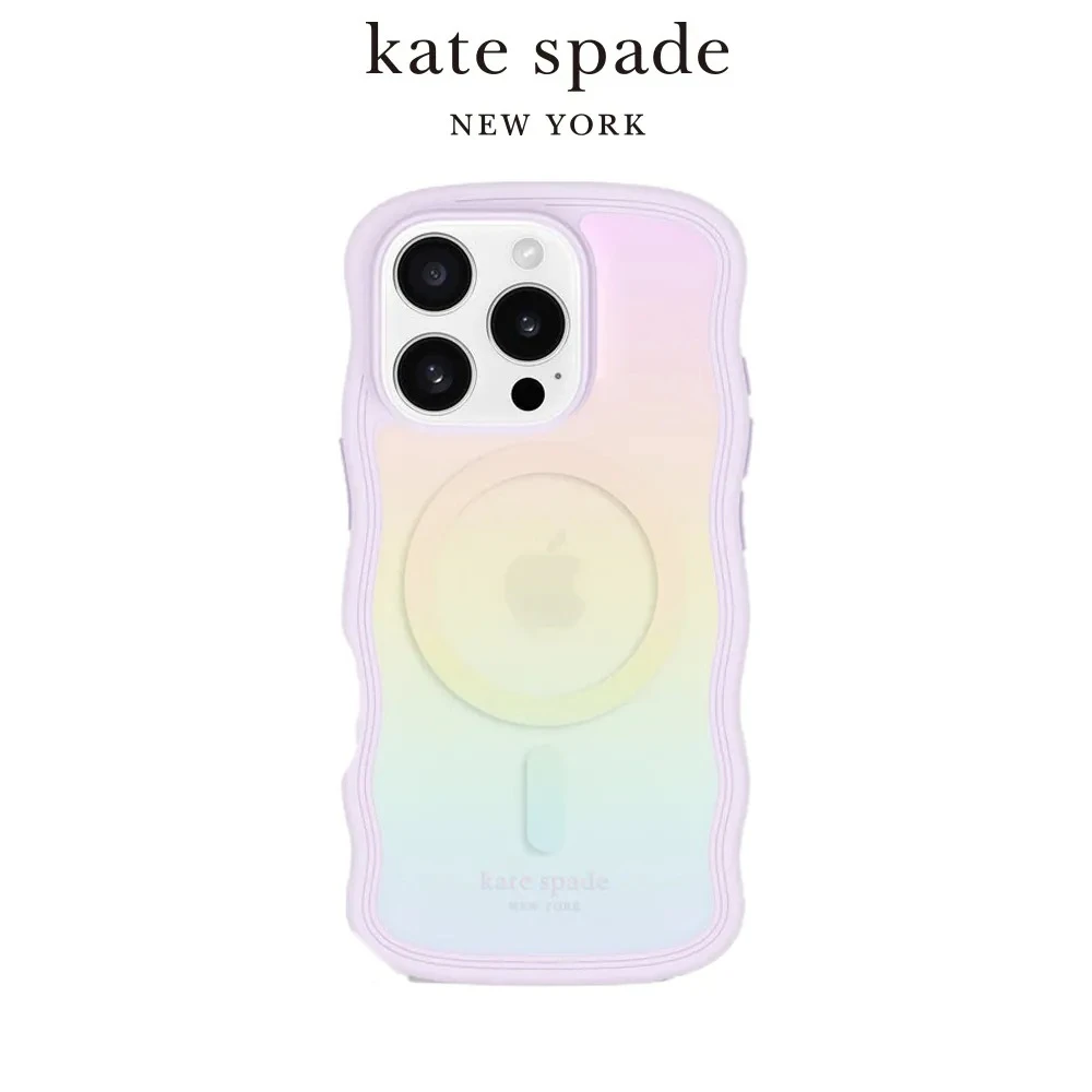 Kate Spade iPhone 16 系列 精品磁吸防摔波浪殼 粉彩紫