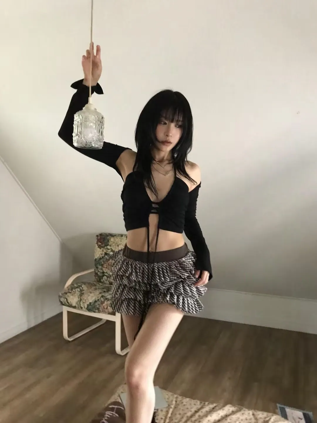 JN006 兩件式辣妹背心+小罩衫