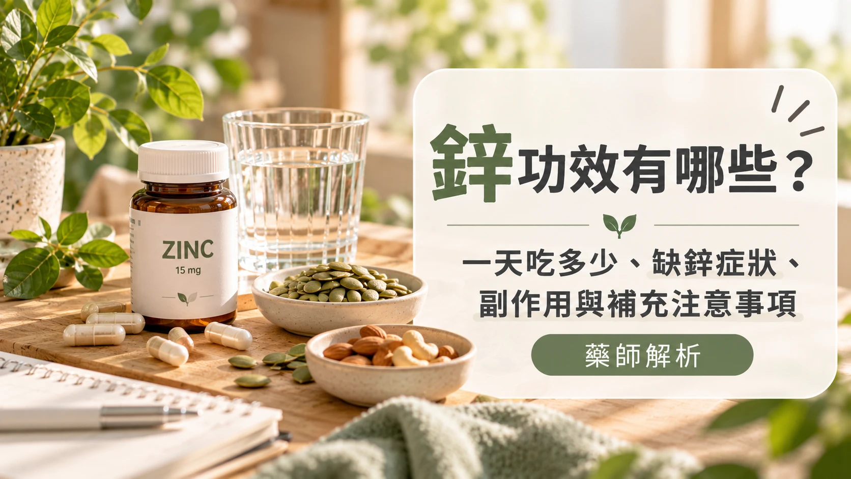 鋅功效有哪些？一天吃多少、缺鋅症狀、副作用與補充注意事項｜藥師解析