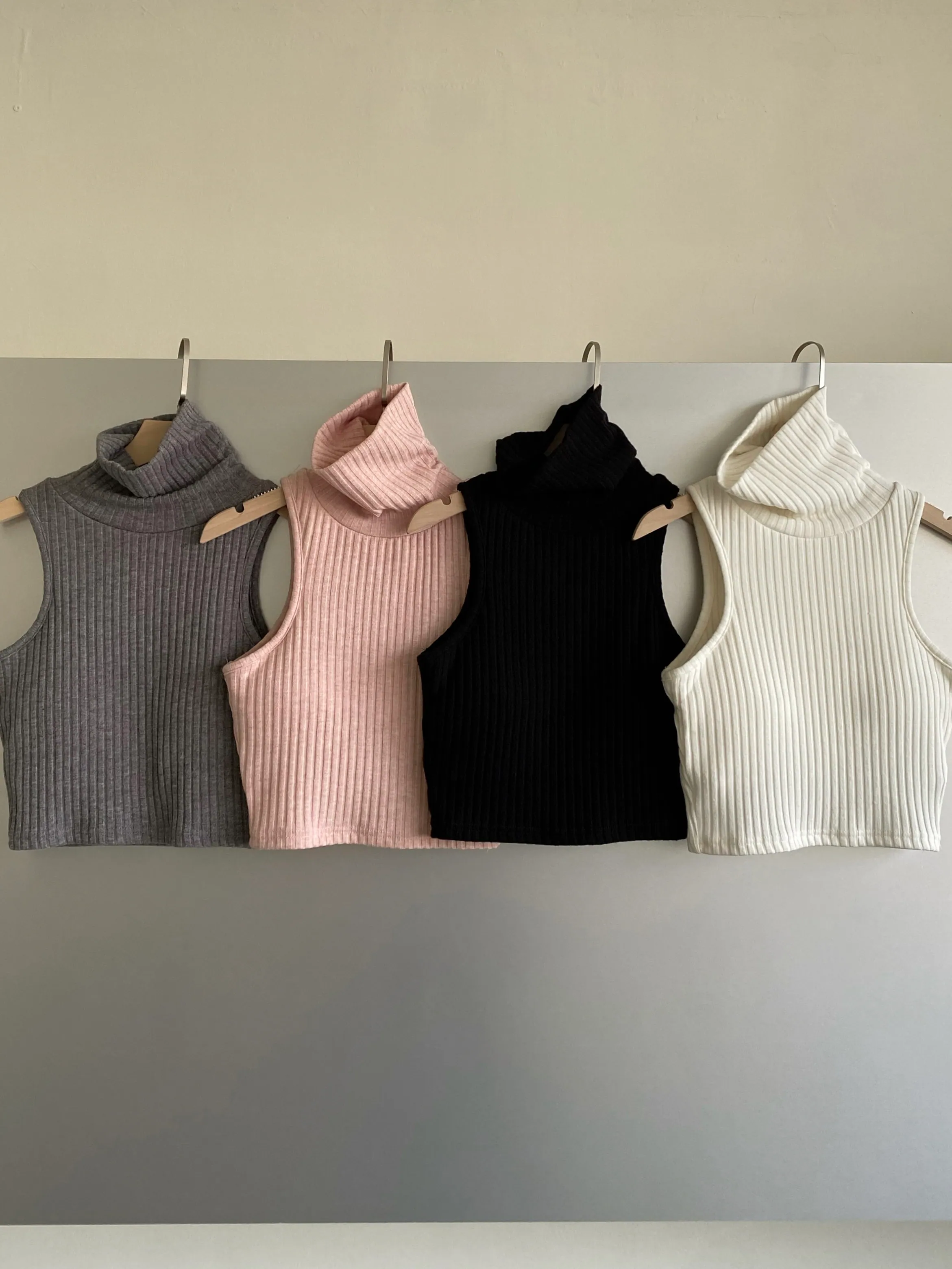 抗條削肩立領bra top