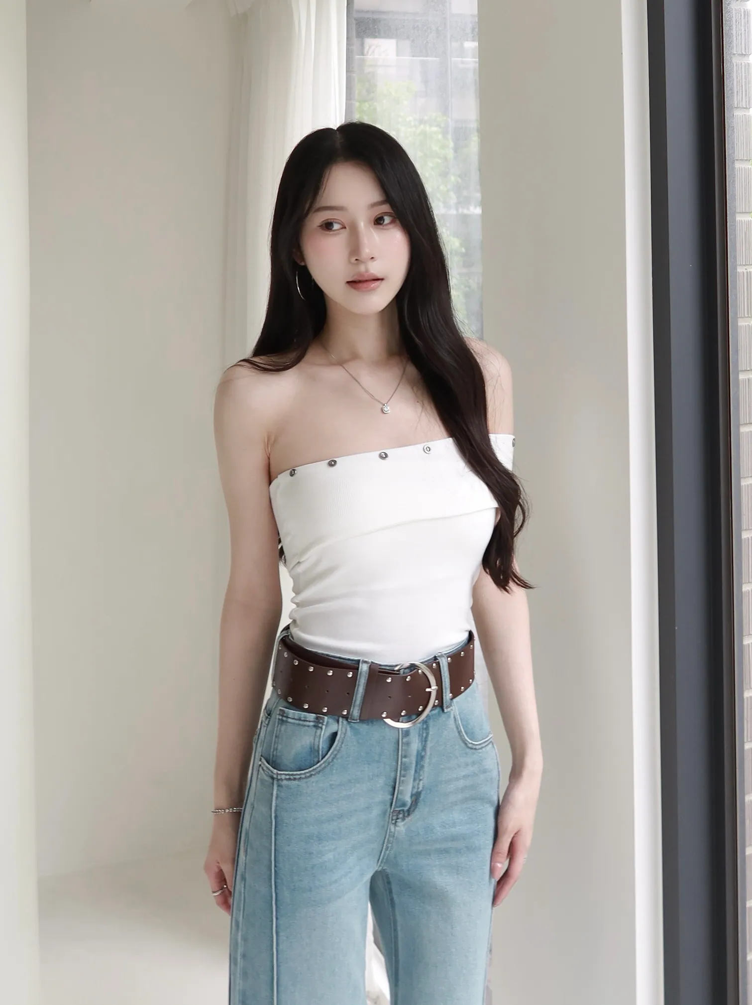 排釦兩穿平口bra top