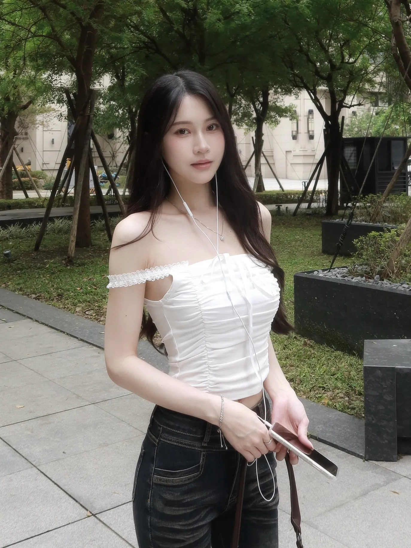 甜美抓皺蕾絲Bra top