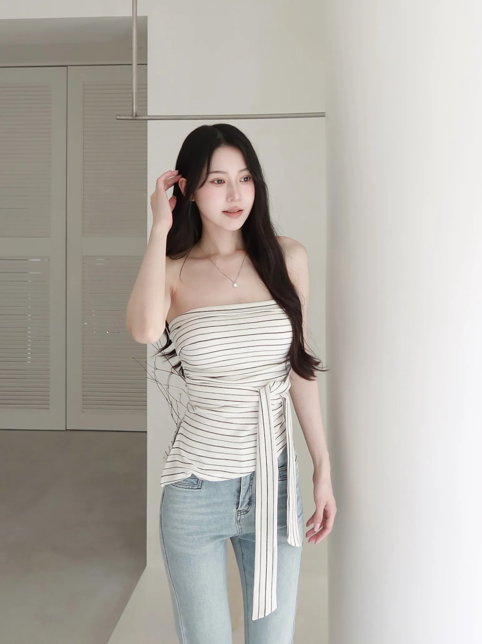 條紋綁帶平口Bra top