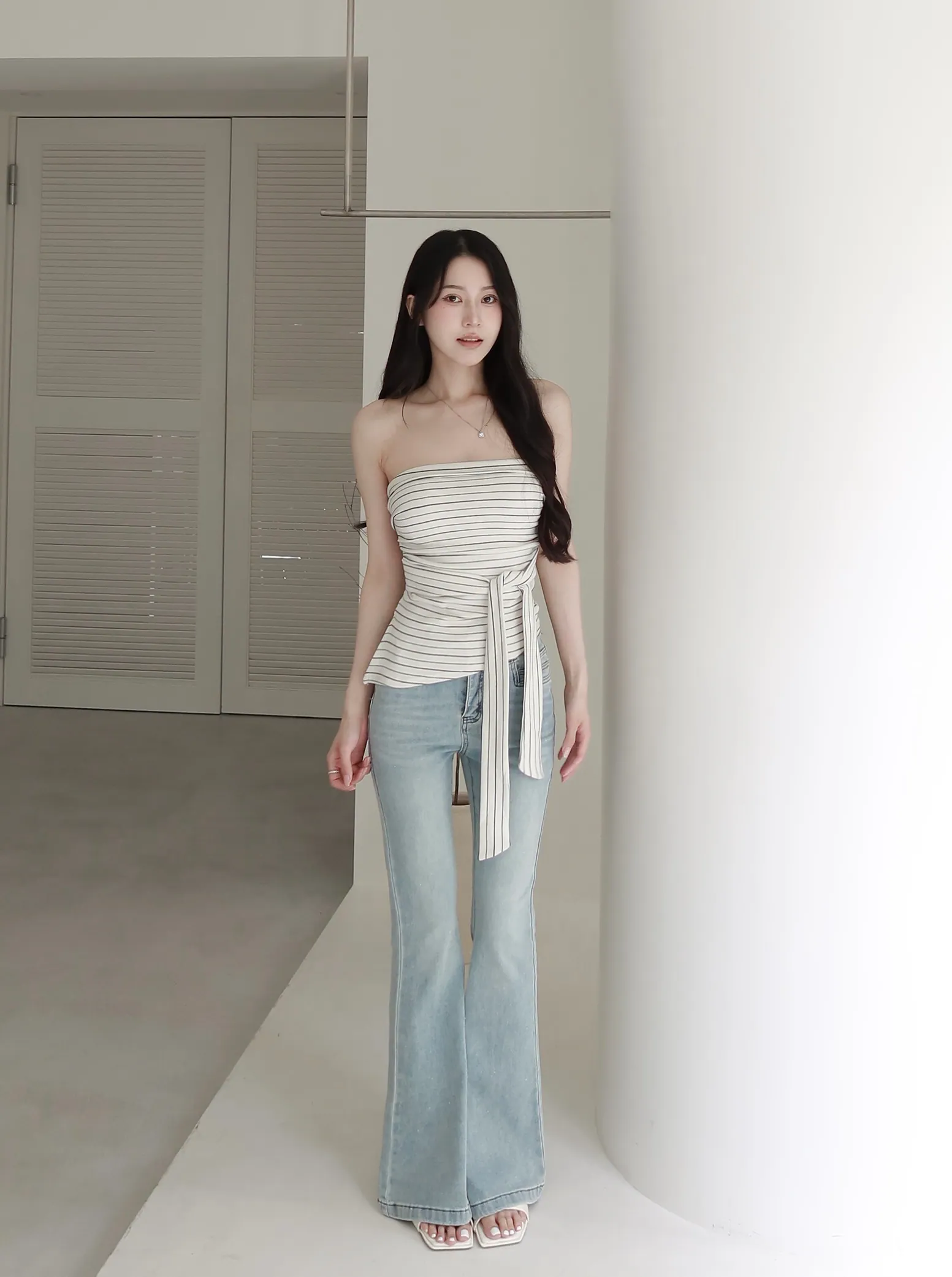 條紋綁帶平口Bra top