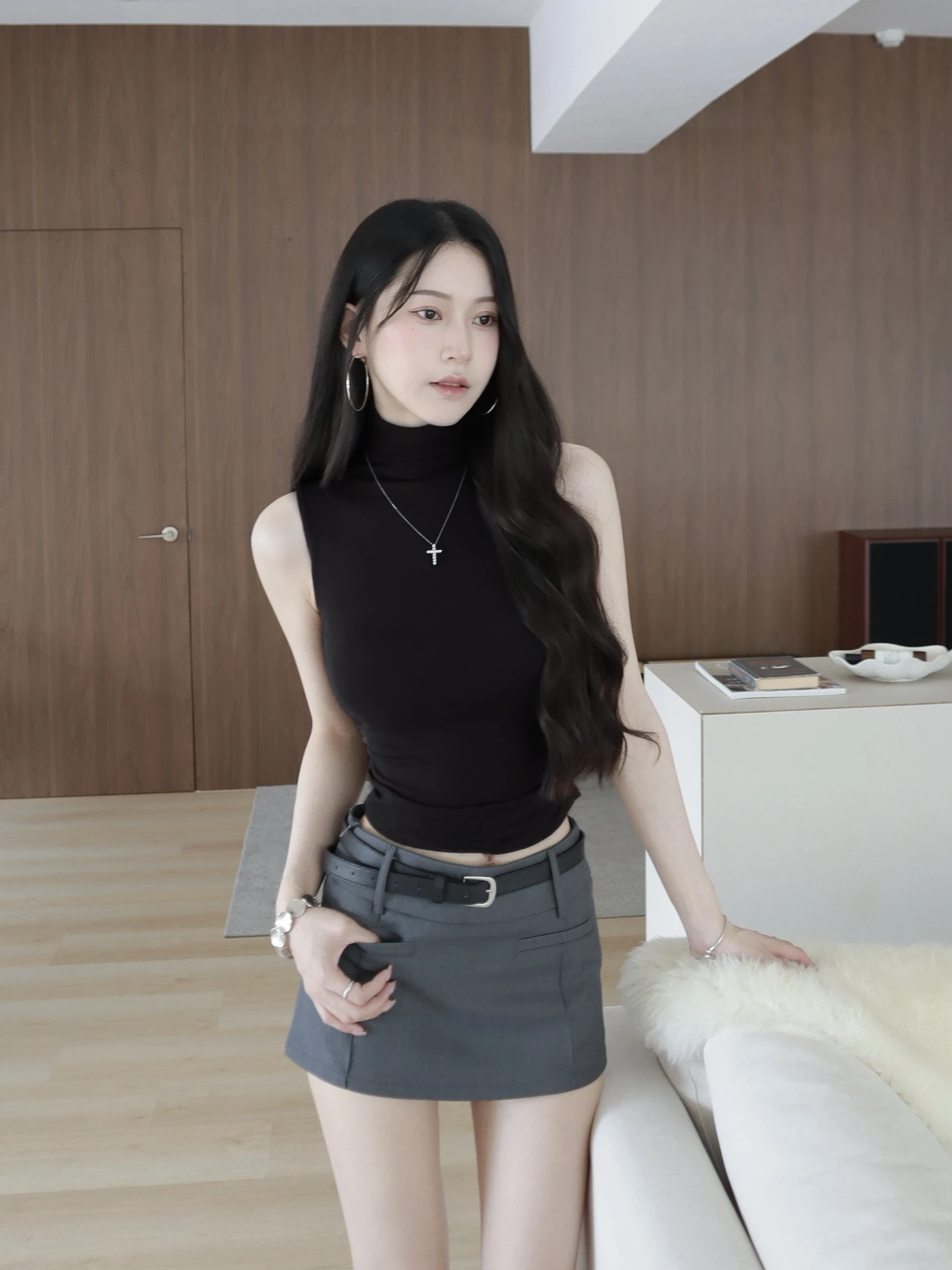 純慾高領抓皺Bra top