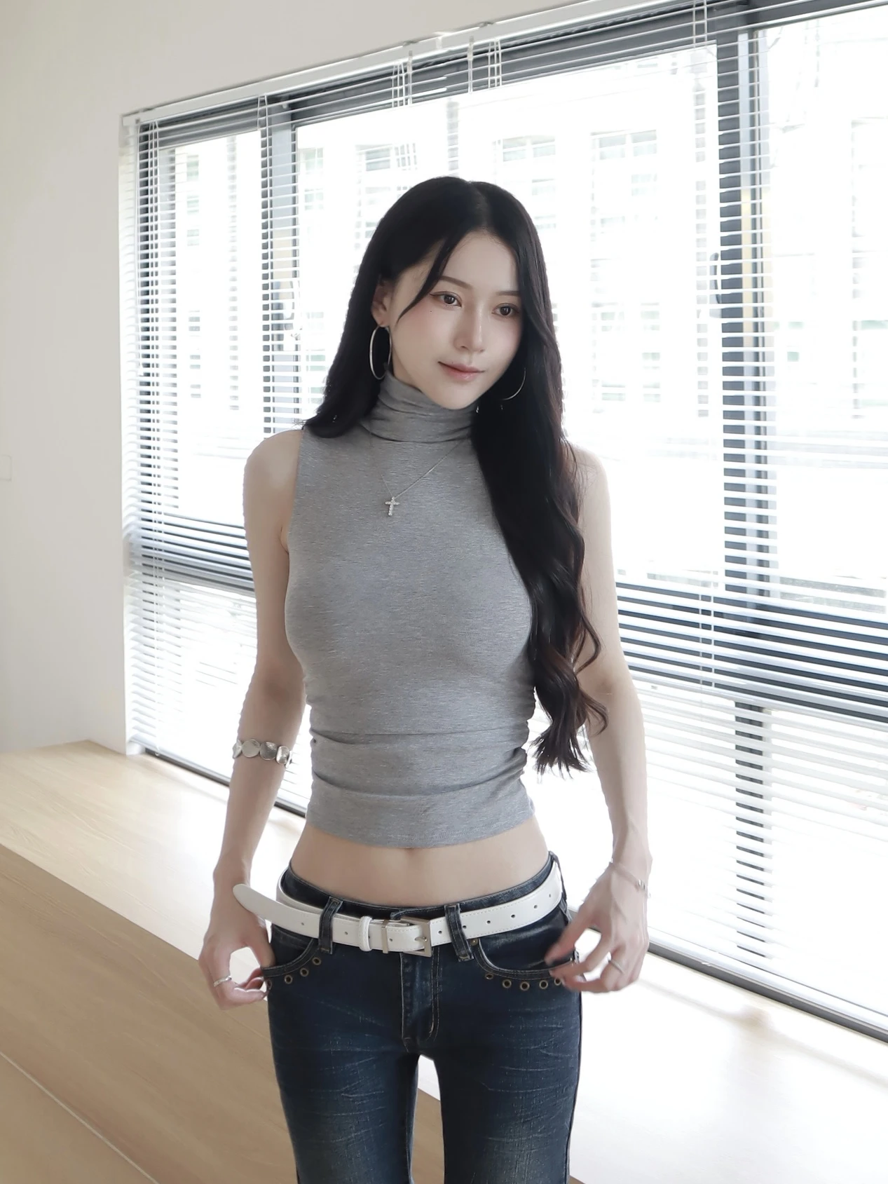 純慾高領抓皺Bra top
