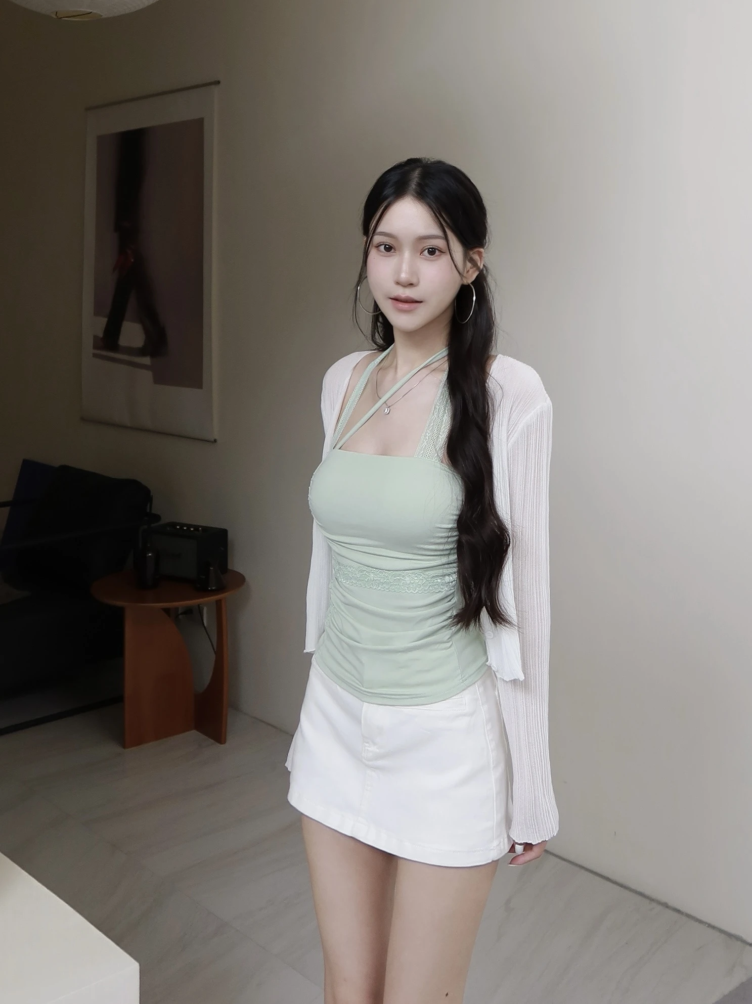 純慾蕾絲綁帶抓皺Bra top