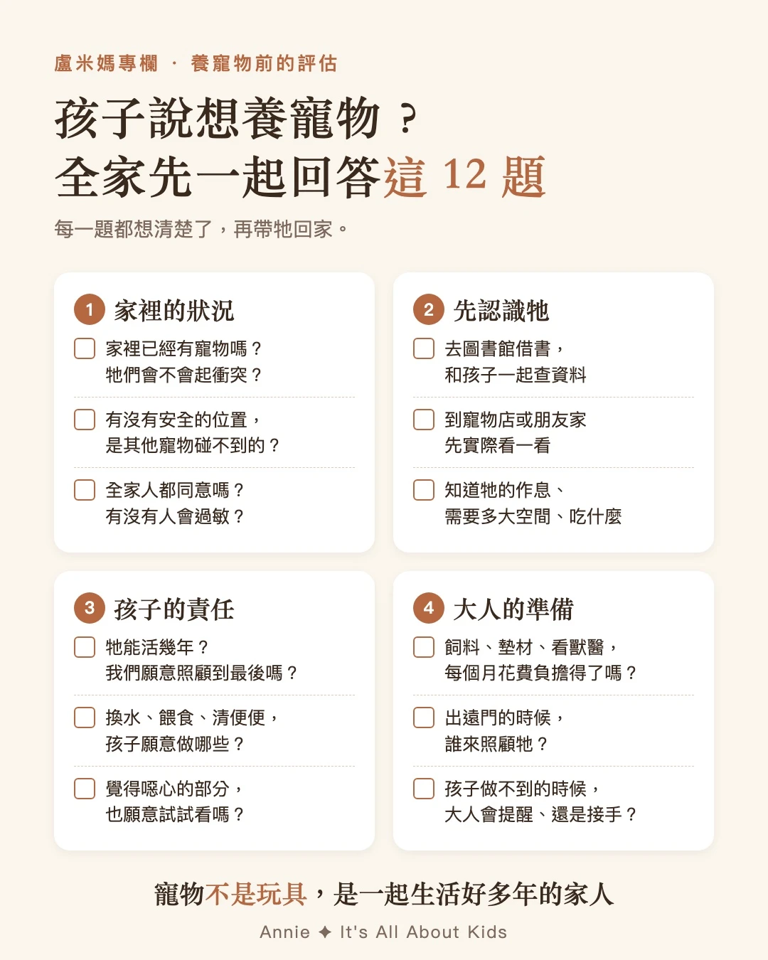 孩子說想養寵物?全家先一起回答這 12 題