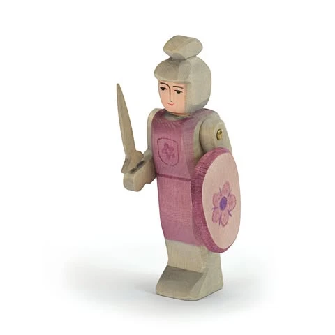 童話騎士系列｜紅盾勇士( Knight standing red)木製手工公仔