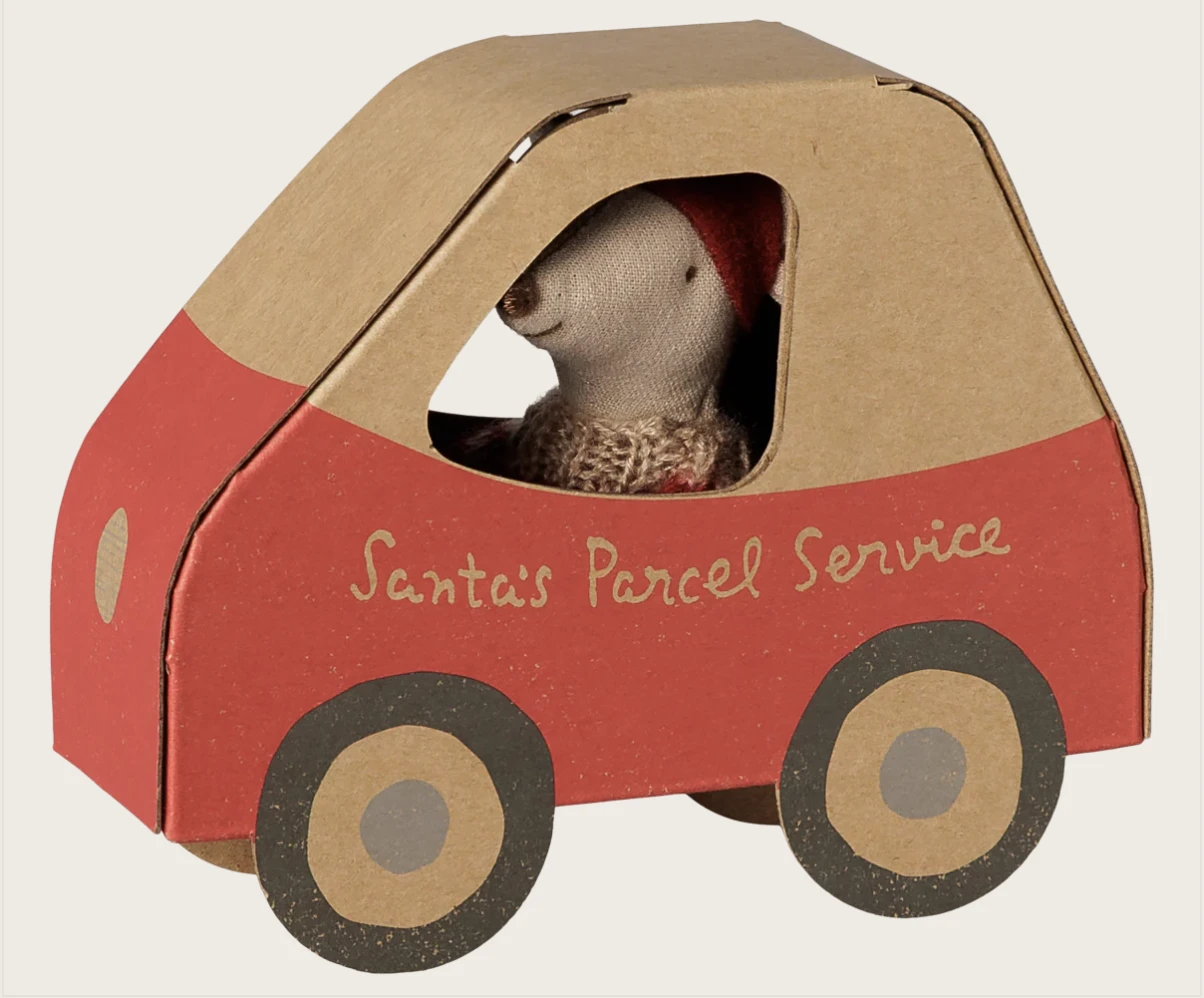 Maileg 聖誕小鼠弟/妹｜小汽車禮盒