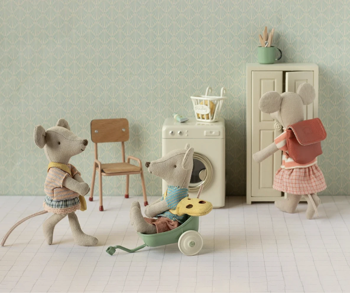 幼兒園小鼠女孩-橫條格紋 Tricycle Mouse, Big Sister - Coral