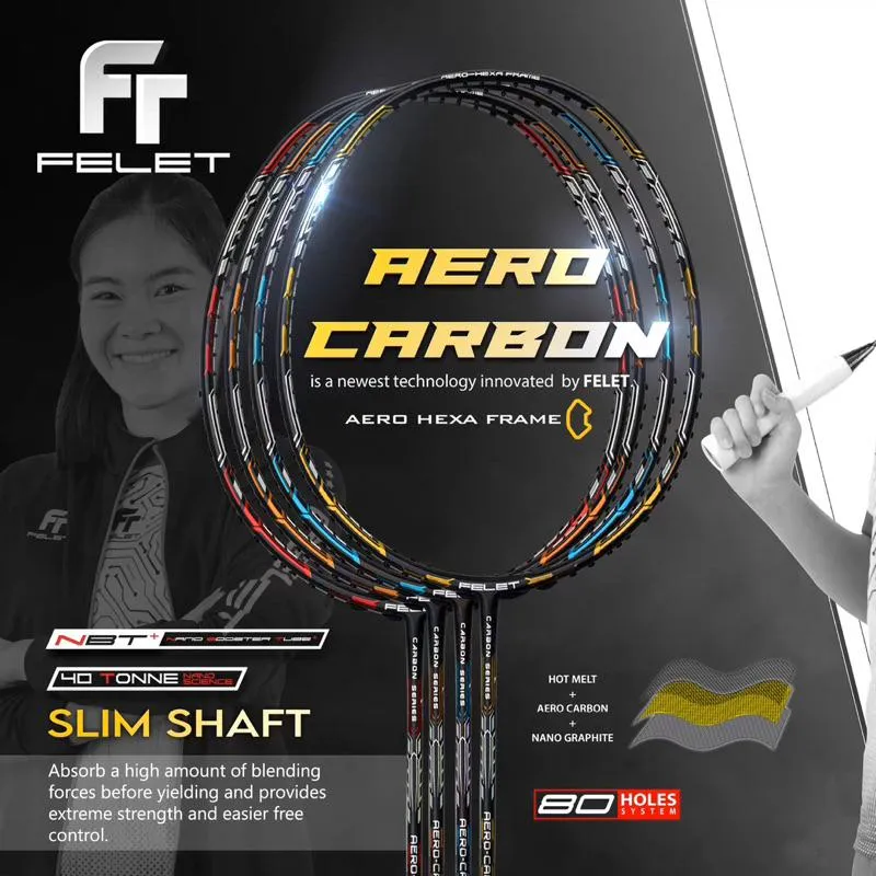 ✦ PRO羽球✦ 輝厲FELET｜AERO CARBON 羽球拍 高階拍 速度型 泰國女單「布莎南」