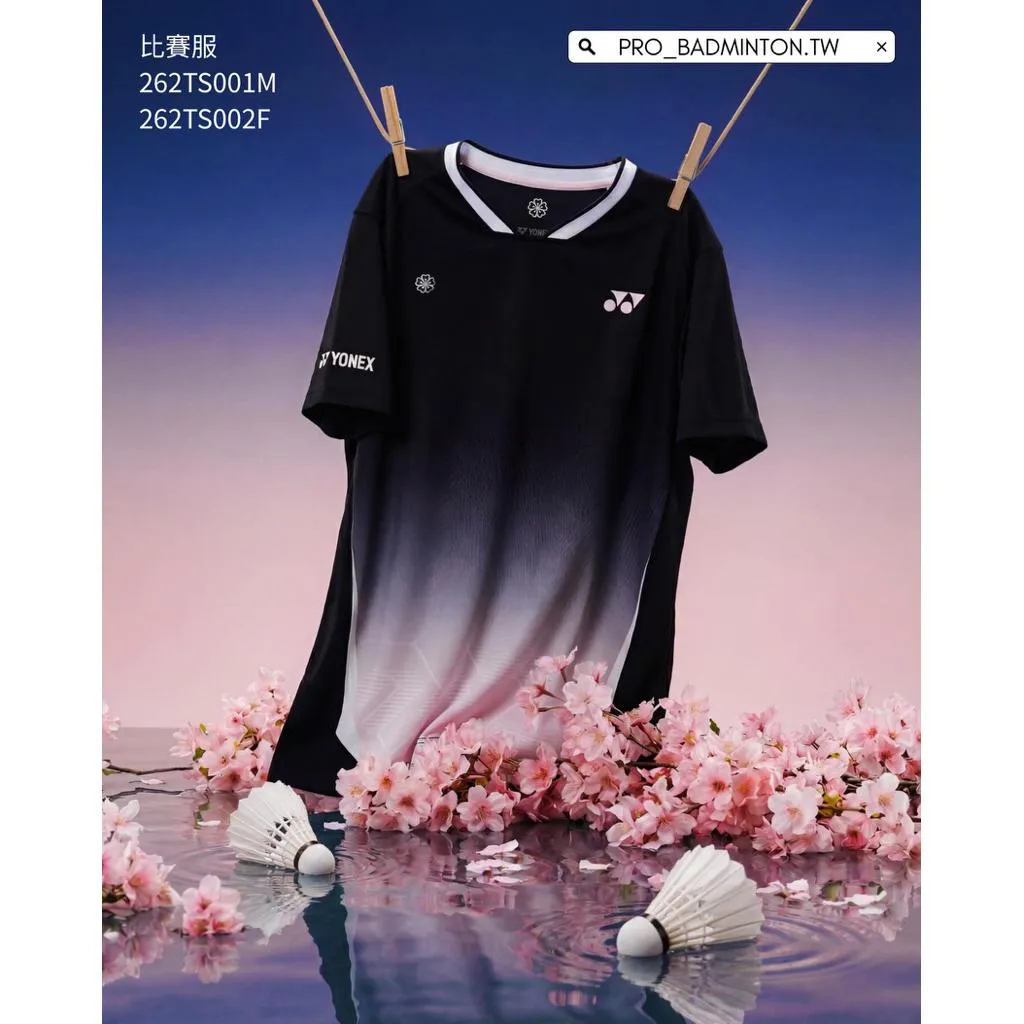 ✦ PRO羽球✦ 韓國YONEX 🌸櫻花限定款｜羽球比賽服 黑粉漸層 262TS001M｜002F 現貨 男版女版