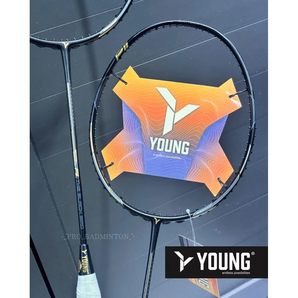 ✦ PRO羽球✦ YOUNG｜羽球拍 The Black Bird｜4U速度拍 碳纖維｜黑金低奢設計