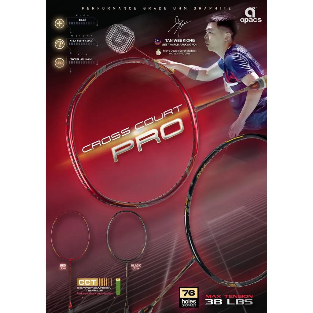 ✦ PRO羽球✦ APACS馬來西亞｜奧運銀牌「陳蔚強」專用 COURT CONTROL PRO 羽球拍｜50T中桿 頂級