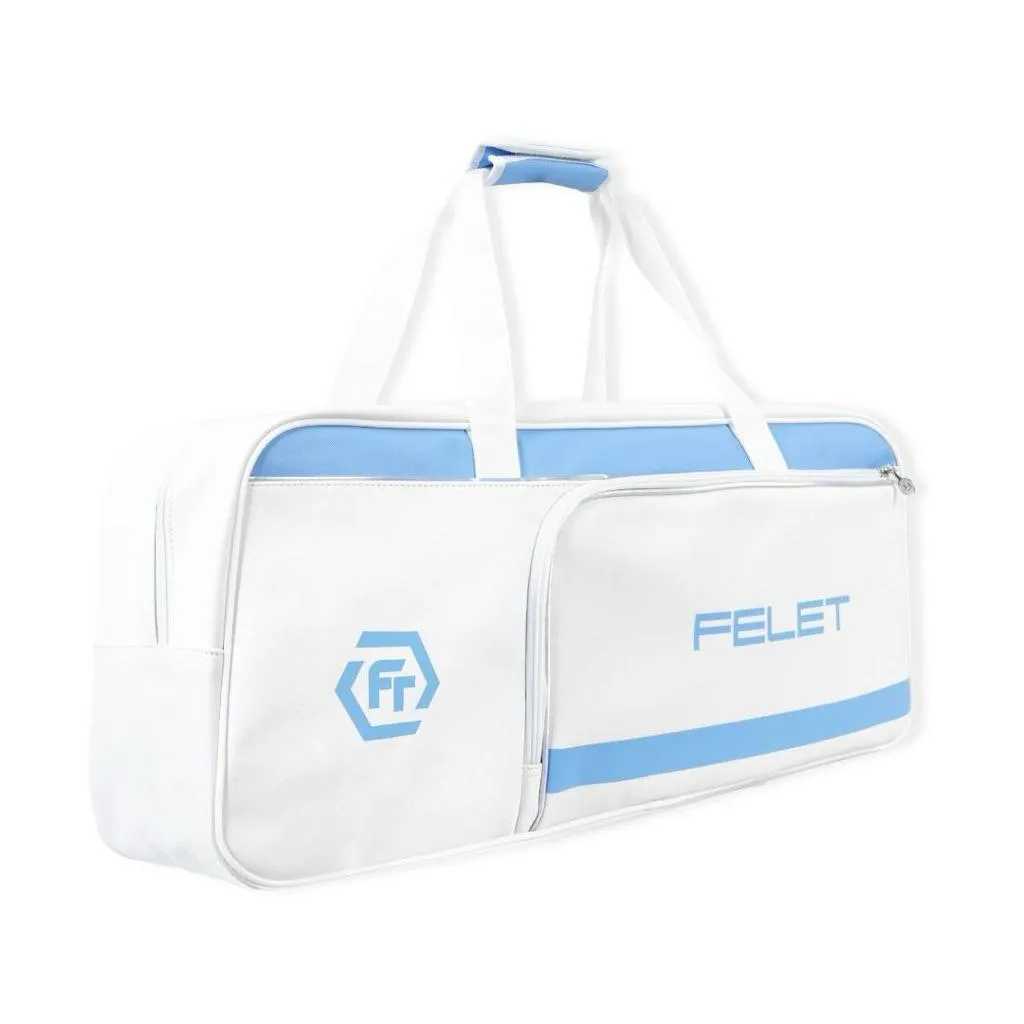 ✦ PRO羽球✦ 【輝厲FELET】 矩形包 羽球拍袋 TRENZY PRO V2 晴空白藍配色｜單肩運動包 超大容量