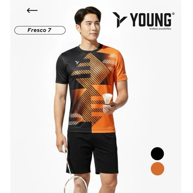✦ PRO羽球✦🇲🇾【YOUNG】 羽球比賽服｜Fresco 7 黑橘｜速乾 排汗 男女通用