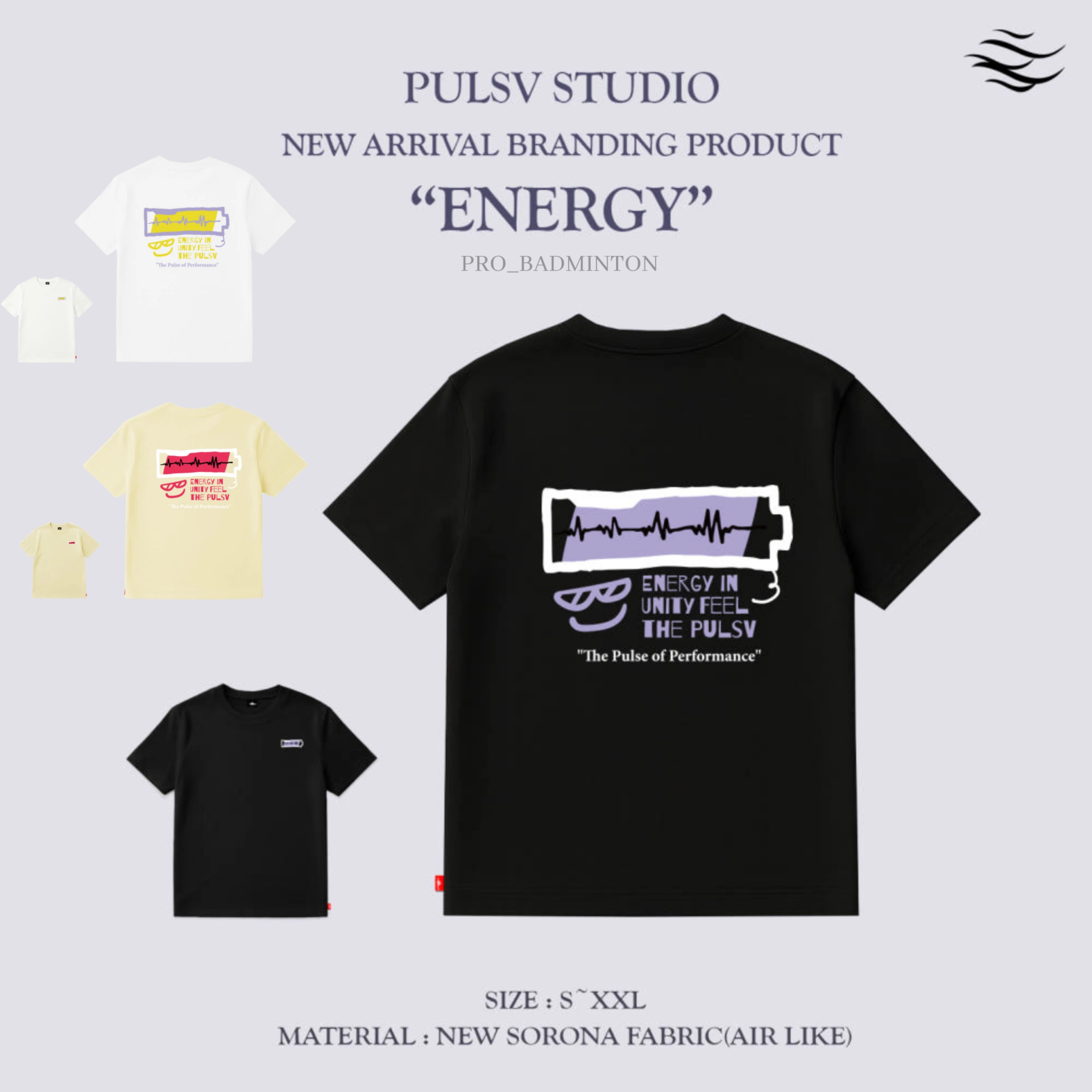 ✦PRO羽球✦🇰🇷PULSV｜運動休閒服 Energy //白色 黑色 黃色