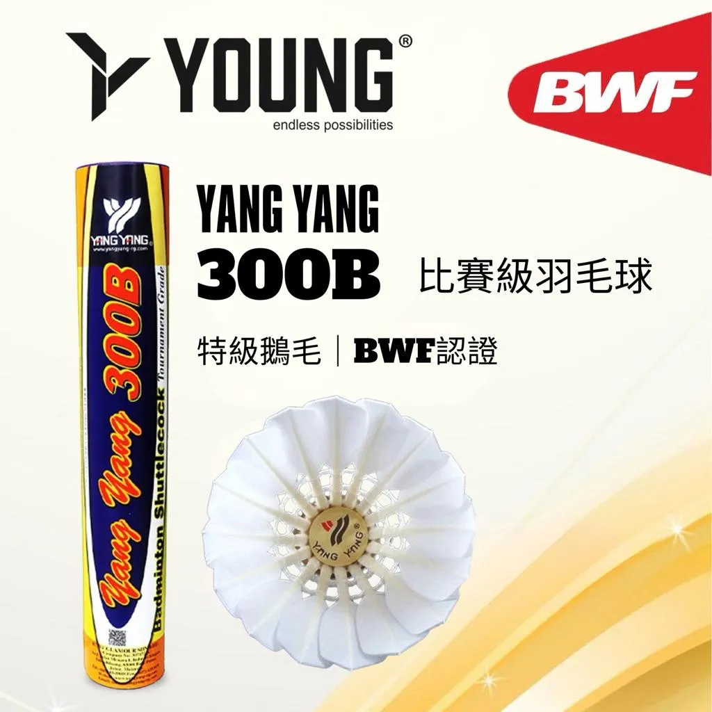 ✦ PRO羽球✦ 【🇲🇾YOUNG】300B 比賽級 羽毛球｜BWF認證 特級鵝毛 三拼球頭
