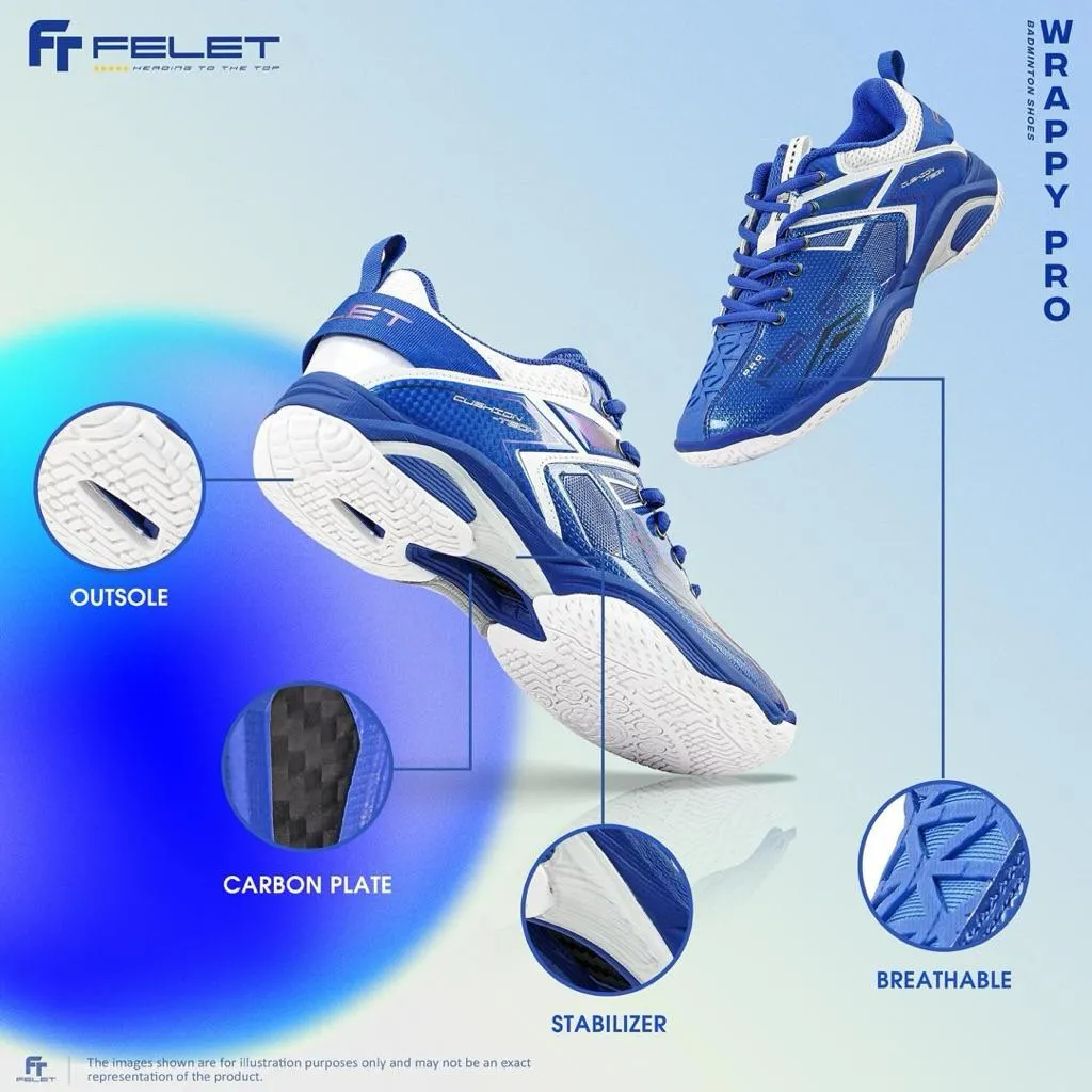 【輝厲FELET】 WRAPPY PRO頂級款 羽球鞋｜藍色 專業包覆