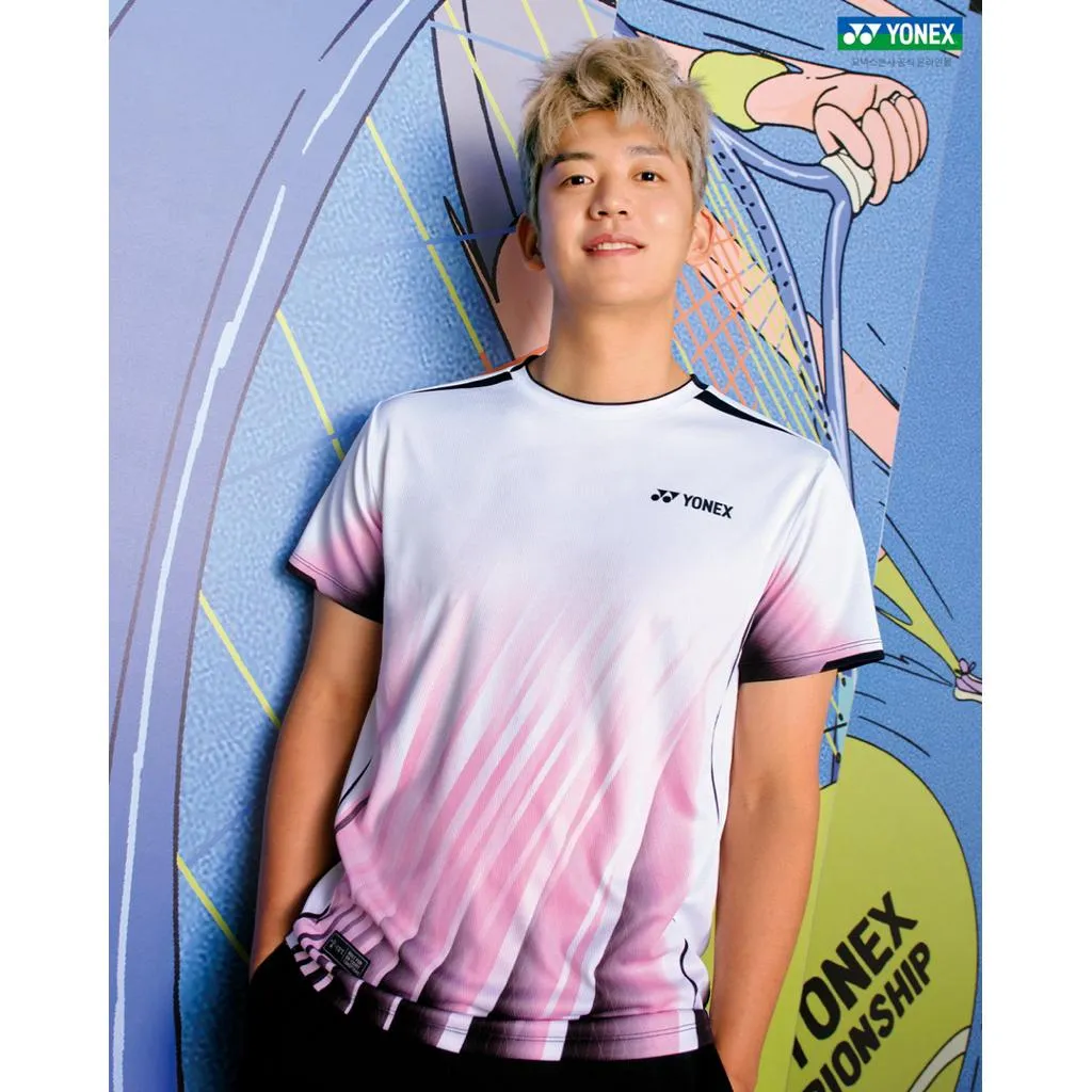 ✦ PRO羽球✦ 韓版YONEX 比賽服｜253TS017M 白粉漸層設計