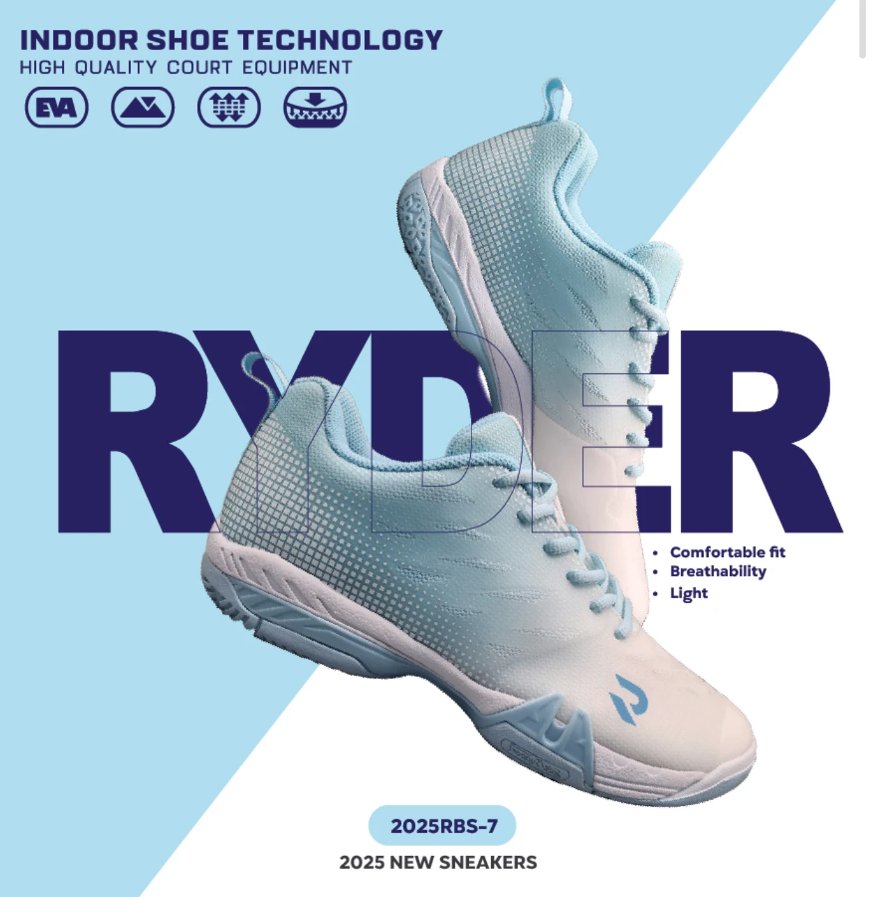 韓國RYDER｜羽球鞋 RPS-7  超強抓地力 //水藍漸層