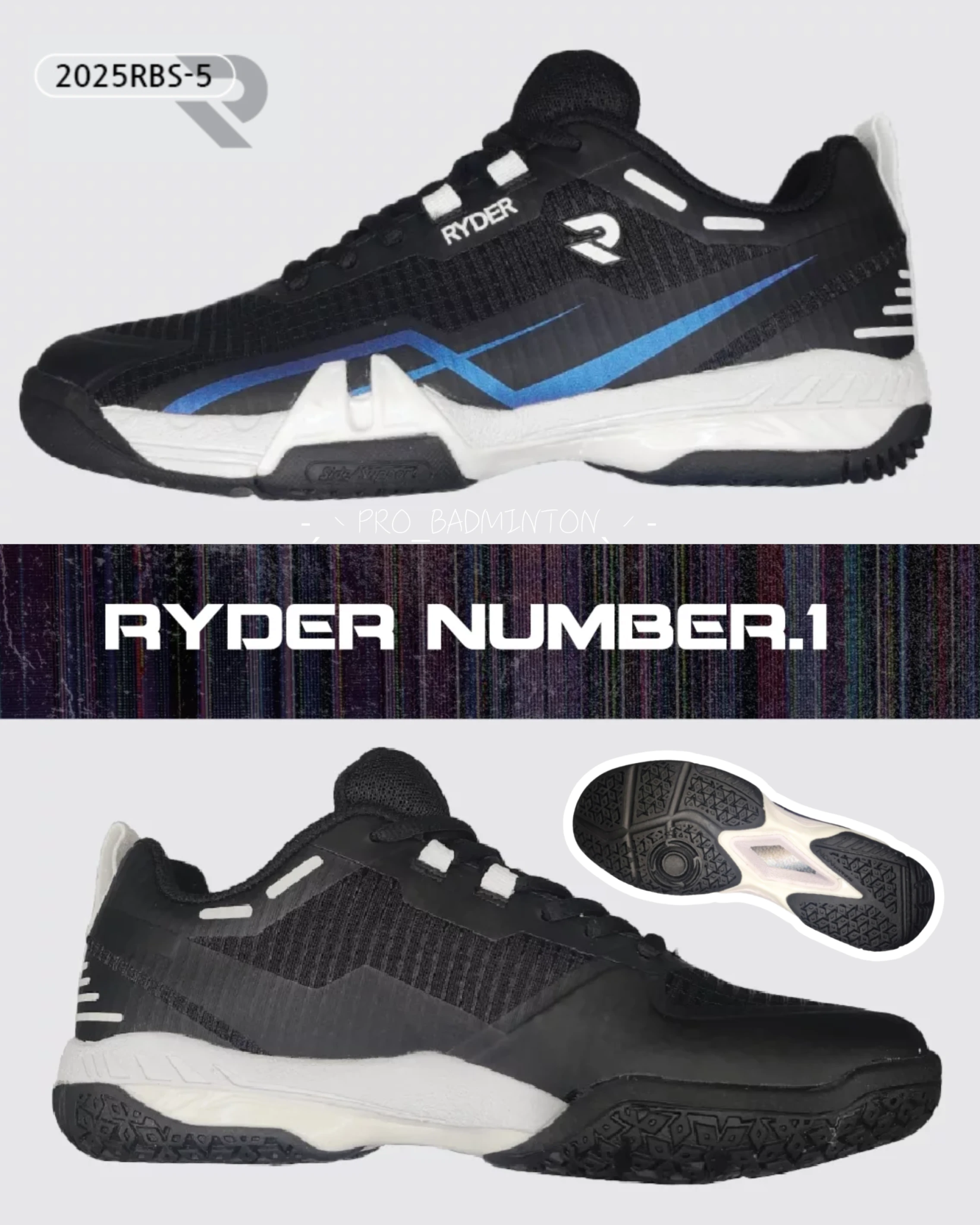 韓國RYDER｜高階羽球鞋 RPS-5  防側翻加強//黑色
