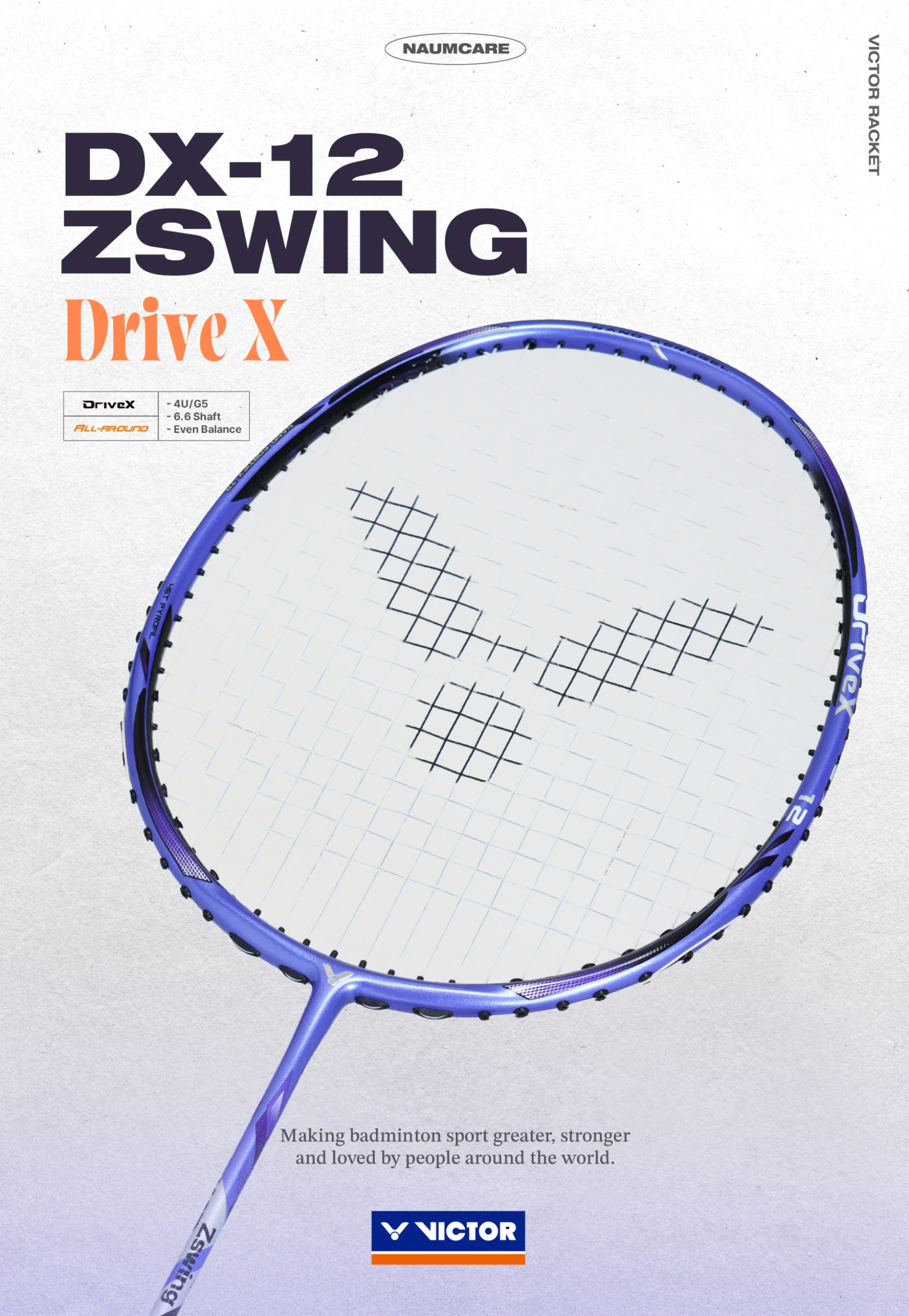 ✦PRO羽球✦ VICTOR 勝利｜ 鄭思維聯名版 DriveX 12 ZSW 全面型羽拍  // 4U