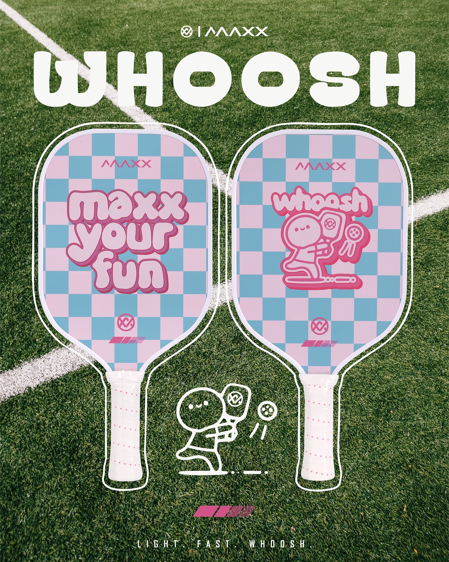 ✦PRO羽球✦MAXX瑪速︱匹克球拍 Pickleball WHOOSH 碳纖維 //粉藍