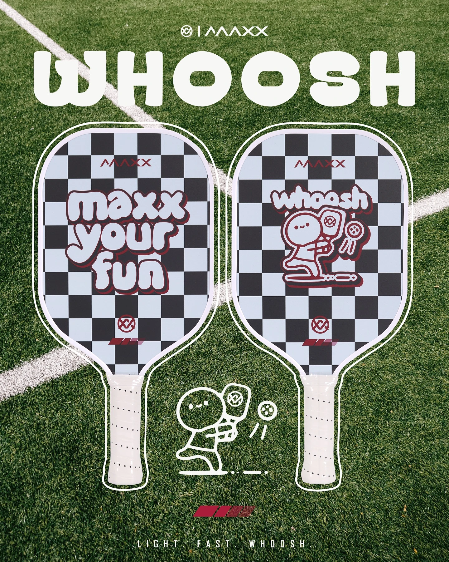 ✦PRO羽球✦MAXX瑪速︱匹克球拍 Pickleball WHOOSH 碳纖維 //黑白
