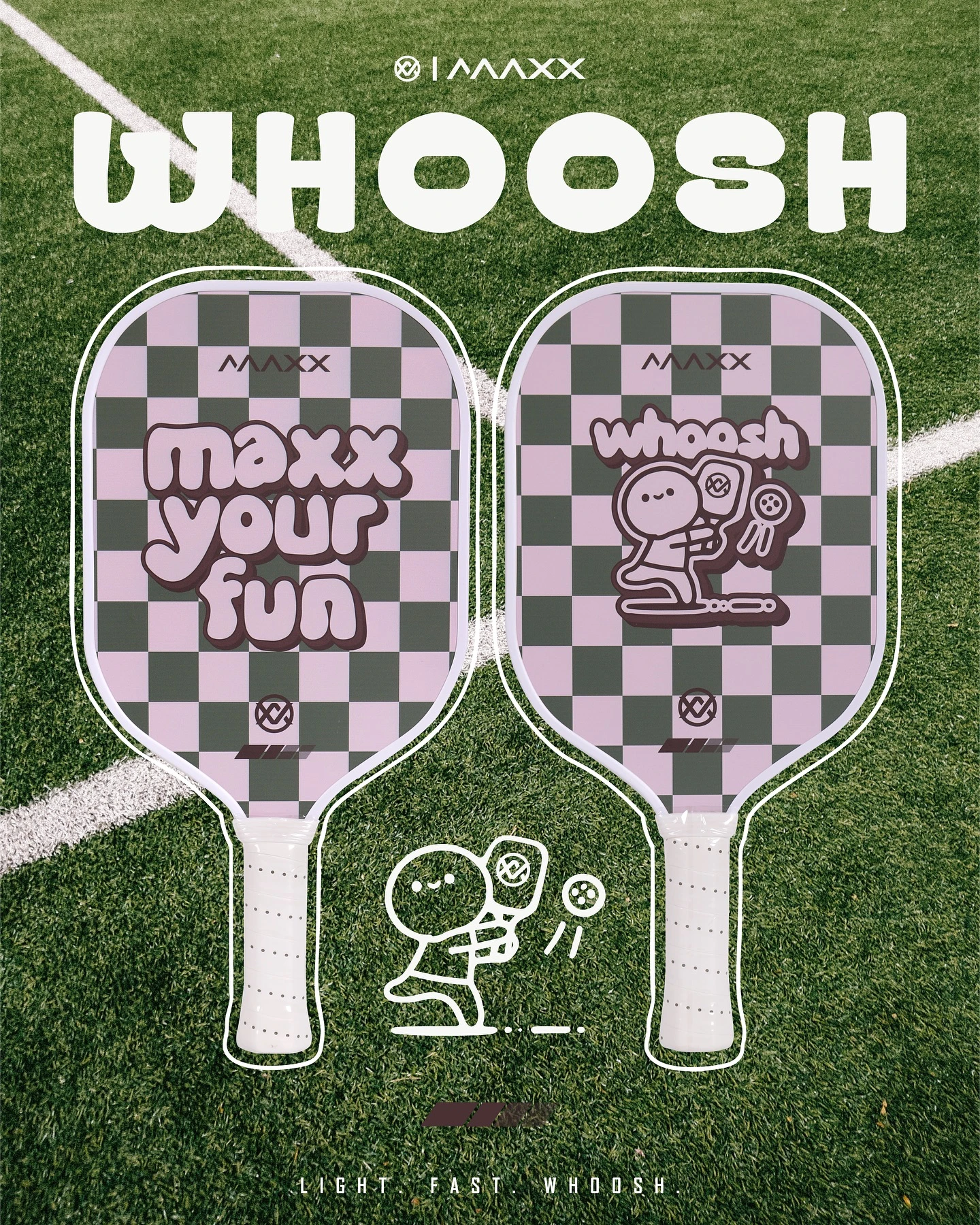 ✦PRO羽球✦MAXX瑪速︱匹克球拍 Pickleball WHOOSH 碳纖維 //綠粉