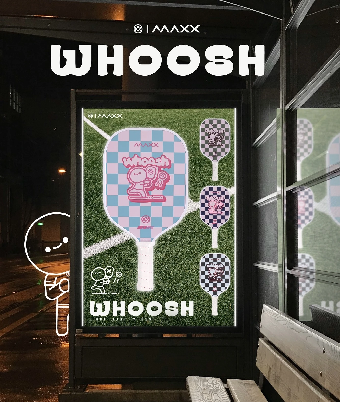 ✦PRO羽球✦MAXX瑪速︱匹克球拍 Pickleball WHOOSH 碳纖維 //粉紫