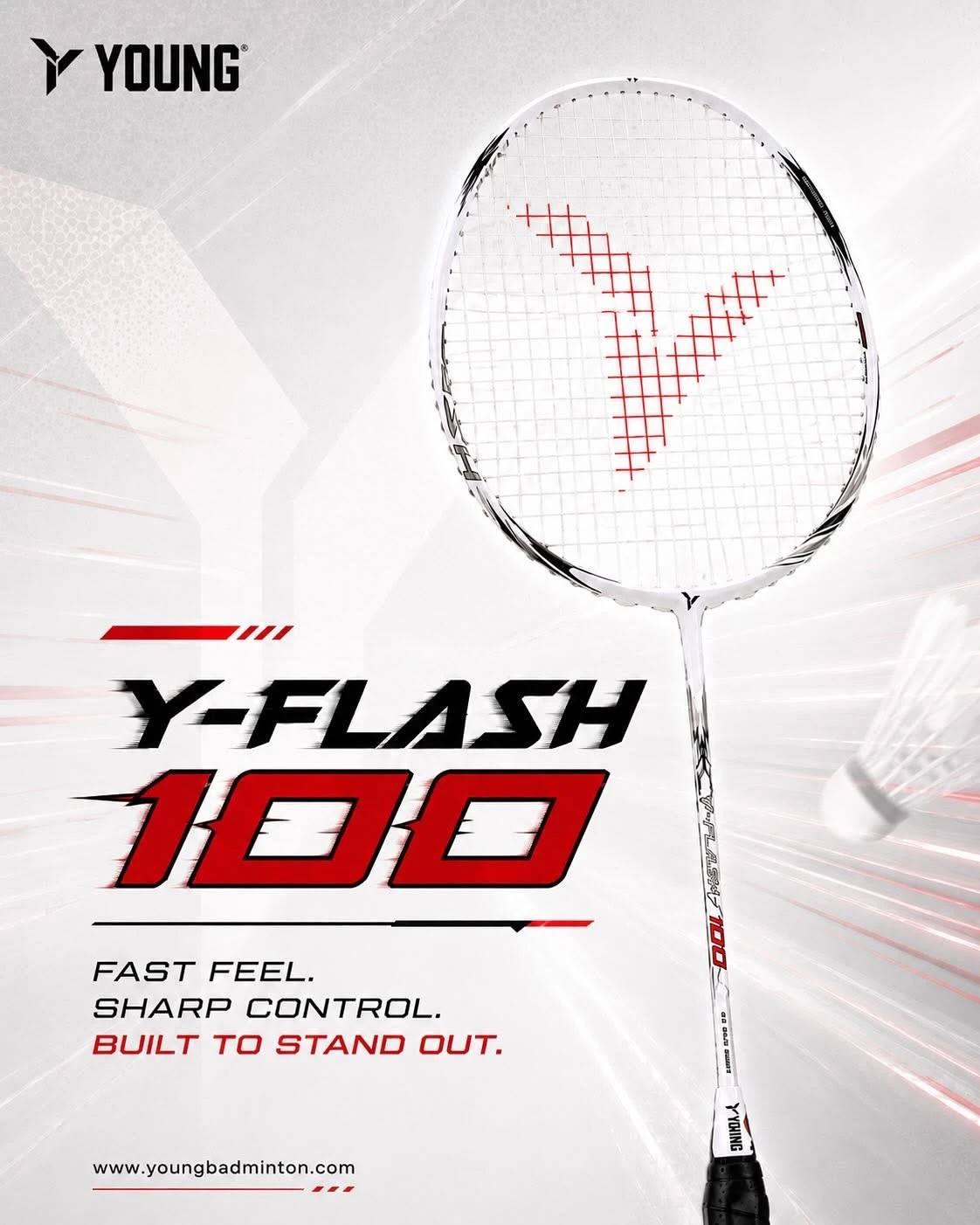 ✦ PRO羽球✦YOUNG｜Y-Flash 100 羽球拍 攻擊型 日本40T碳纖維拍框