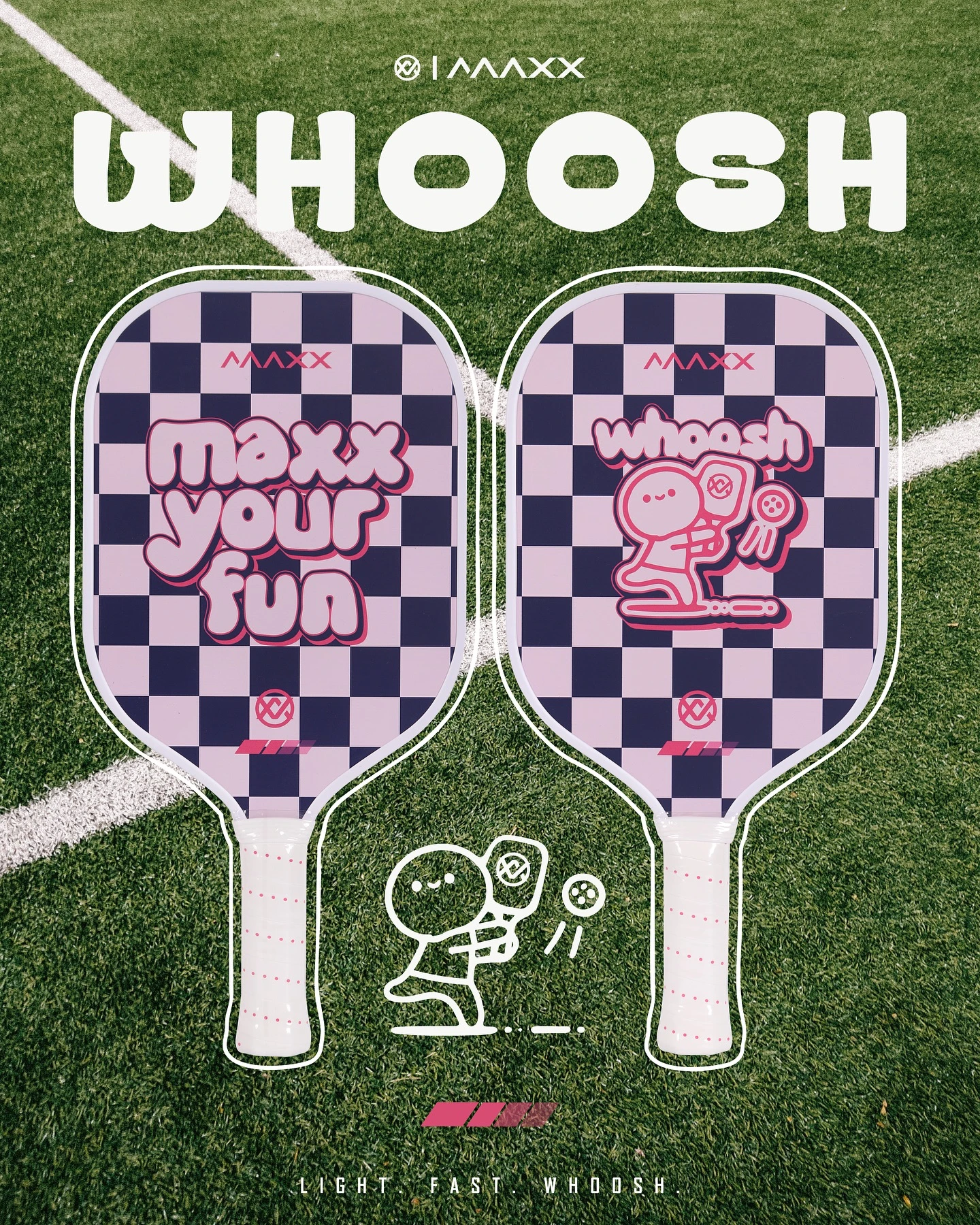 ✦PRO羽球✦MAXX瑪速︱匹克球拍 Pickleball WHOOSH 碳纖維 //粉紫