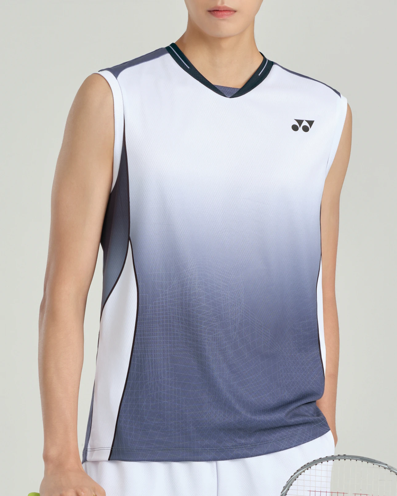 ✦PRO羽球✦韓國YONEX｜無袖羽球比賽服 藍灰漸層 涼感排汗  //263TR001M 男版
