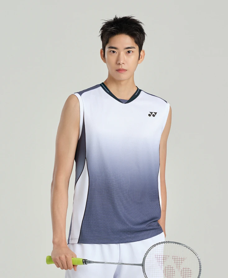 ✦PRO羽球✦韓國YONEX｜無袖羽球比賽服 藍灰漸層 涼感排汗  //263TR001M 男版