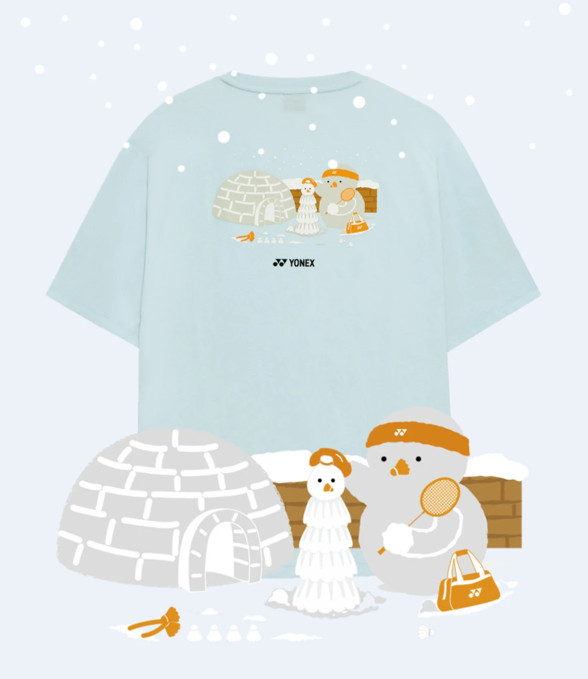 ✦ PRO羽球✦韓國 YONEX｜運動休閒服 冬日限定雪人 263TS047U｜不含棉質 男女通用
