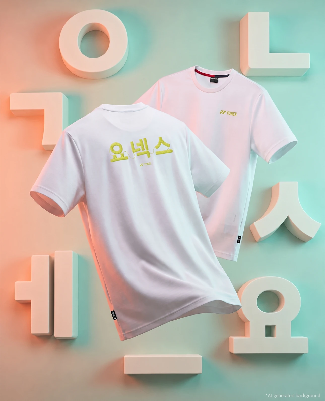 ✦ PRO羽球✦韓國 YONEX｜韓文字限定款 刺繡系列 運動休閒服 264TS005U｜不含棉質 男女通用//白色