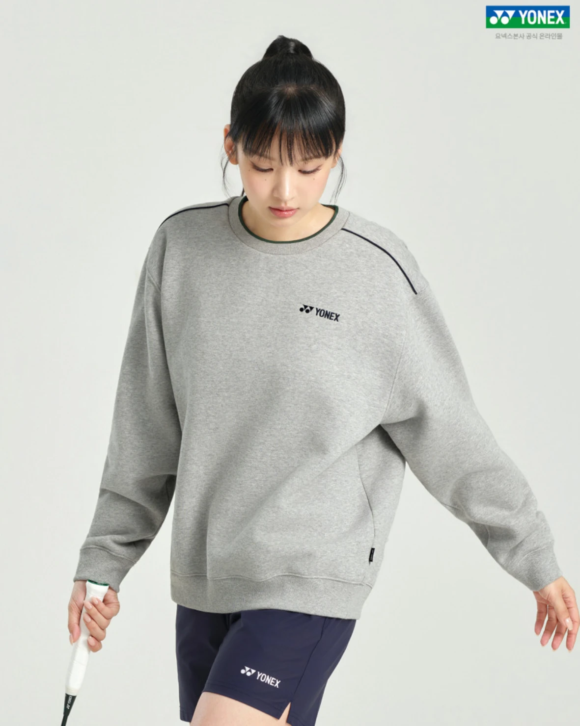 ✦ PRO羽球✦ 韓國YONEX|圓領麻灰滾邊長袖上衣 263TL003U //男女通用